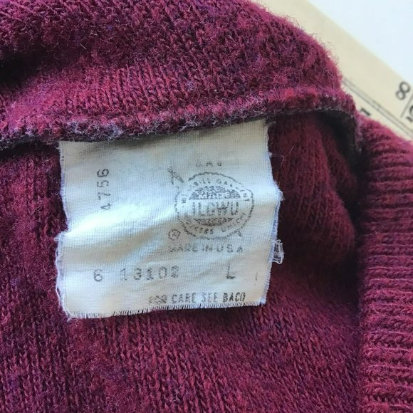 Vintage Union USA Mens v-neck Sweater L maroon burgundy unisex drop shoulder - Picture 9 of 10